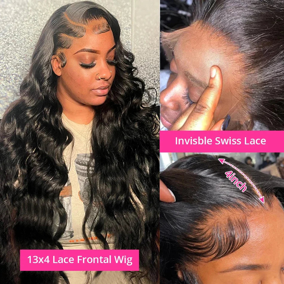 Body Wave Brazilian Wigs Lace Front Human Hair Wigs HD Transparent virgin 13X4 Frontal  Pre 200 Density Pre Plucked For Women