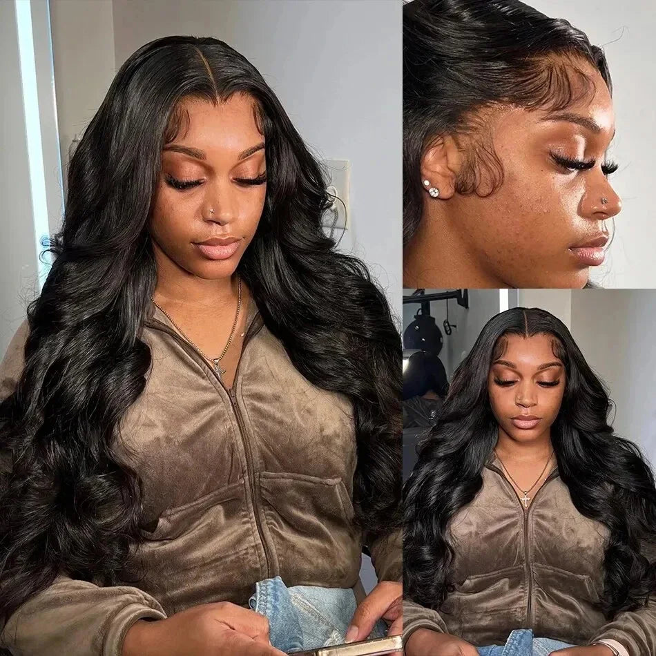Body Wave Brazilian Wigs Lace Front Human Hair Wigs HD Transparent virgin 13X4 Frontal  Pre 200 Density Pre Plucked For Women