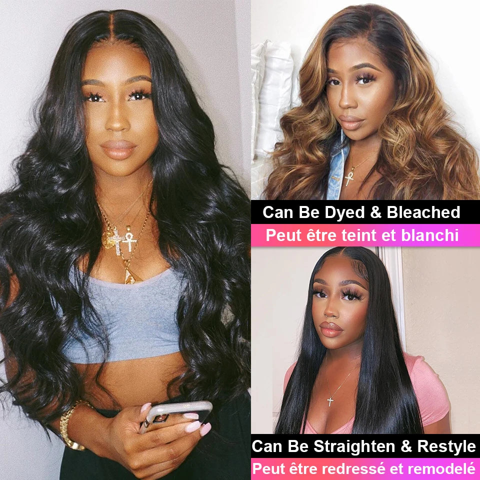 Body Wave Brazilian Wigs Lace Front Human Hair Wigs HD Transparent virgin 13X4 Frontal  Pre 200 Density Pre Plucked For Women