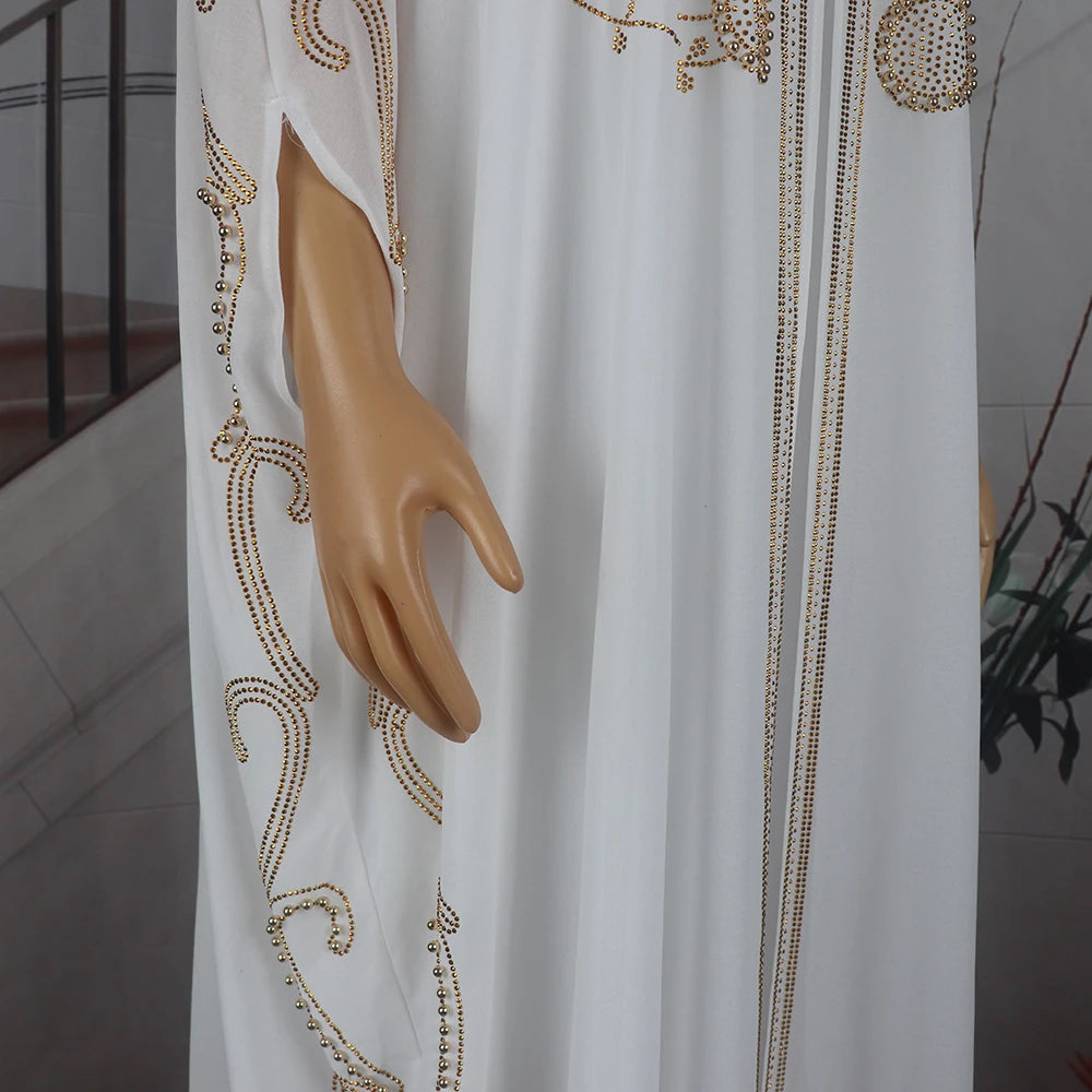 Elegant and beautiful BUBU two-piece dress african women dresses chiffon african dress rhinestone robe soirée femme luxe