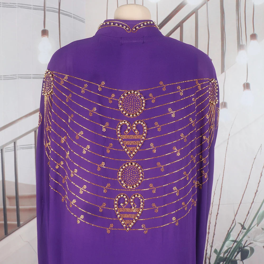 Elegant and beautiful BUBU two-piece dress african women dresses chiffon african dress rhinestone robe soirée femme luxe