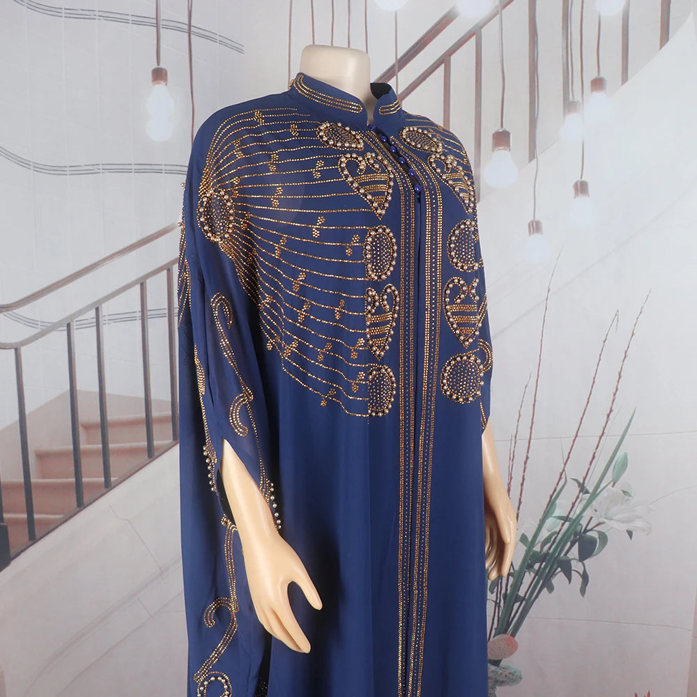 Elegant and beautiful BUBU two-piece dress african women dresses chiffon african dress rhinestone robe soirée femme luxe