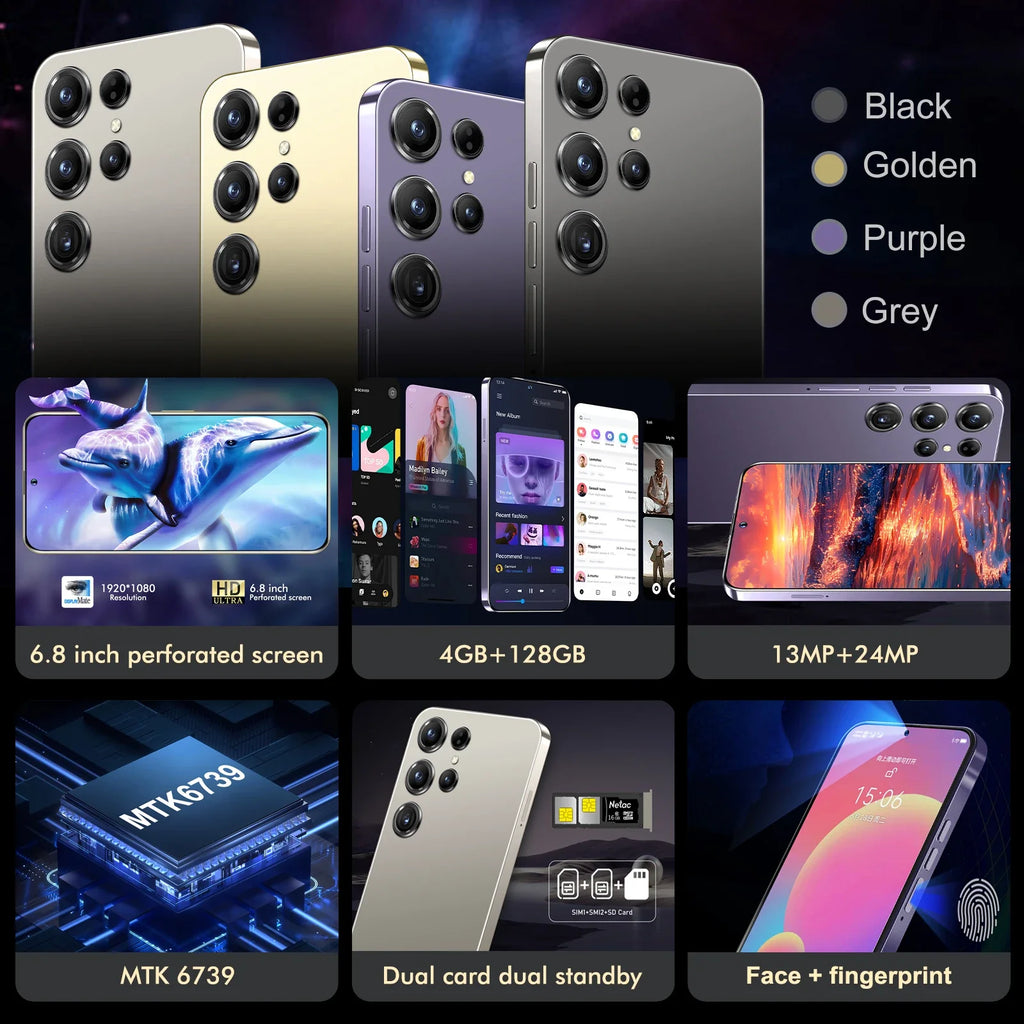 S24 Pro,Smartphone Android,6.8 inch,4GB RAM+128GB ROM,5000mAh,13+24MP,Mobile phone,Google Play,Dual SIM,Cellphones