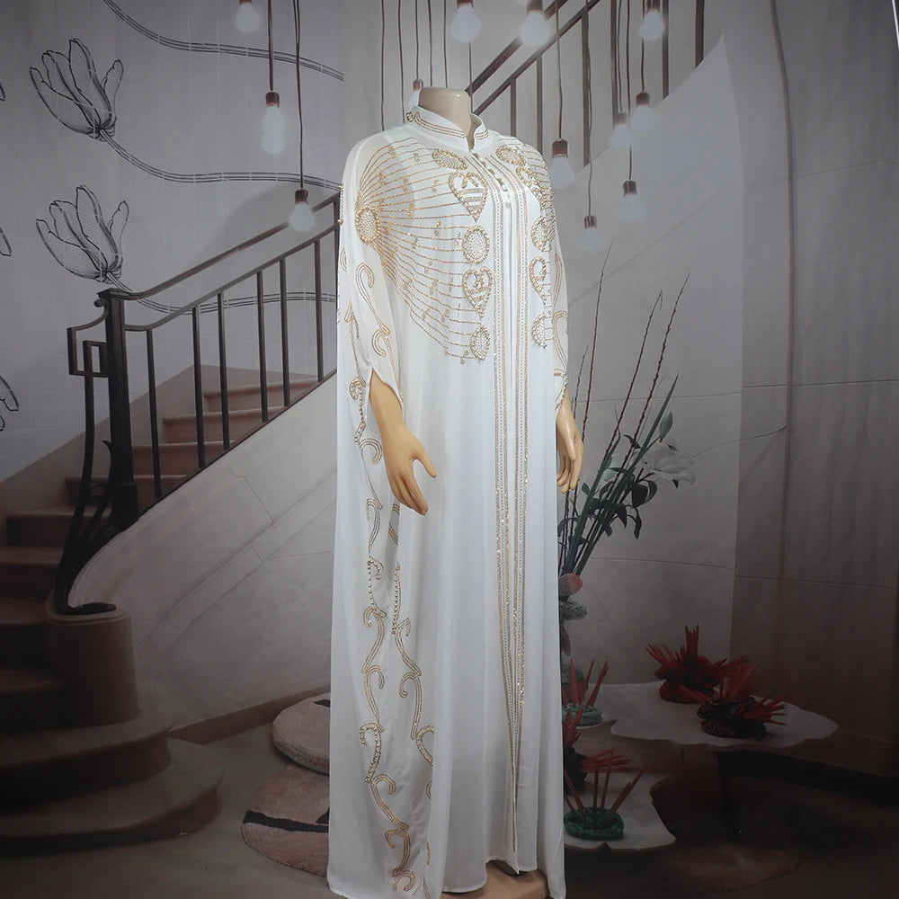 Elegant and beautiful BUBU two-piece dress african women dresses chiffon african dress rhinestone robe soirée femme luxe