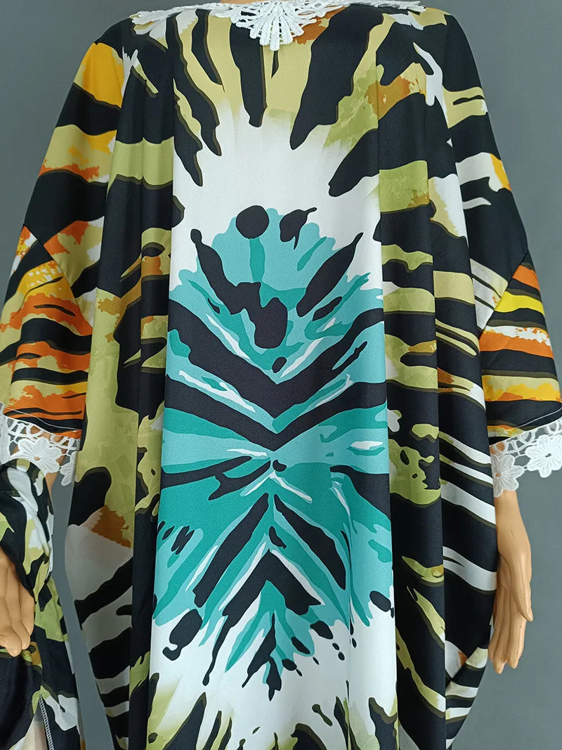 Africa Dress for Women for Evening Party Autumm Elegant Print O-neck Maxi Dress Muslim Fashion Abaya Dashiki African Clothing