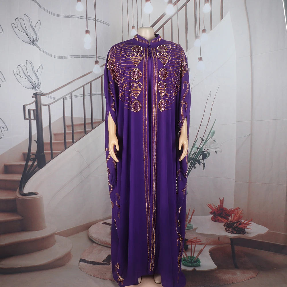 Elegant and beautiful BUBU two-piece dress african women dresses chiffon african dress rhinestone robe soirée femme luxe