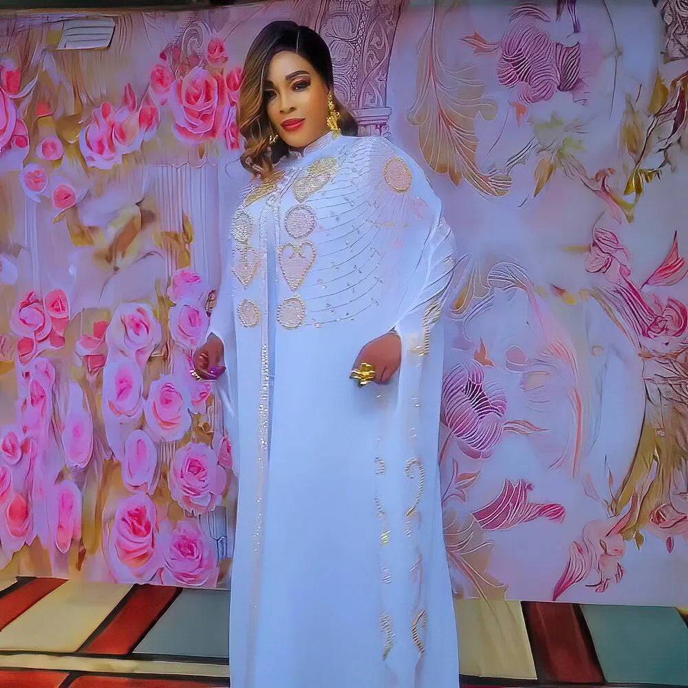 Elegant and beautiful BUBU two-piece dress african women dresses chiffon african dress rhinestone robe soirée femme luxe