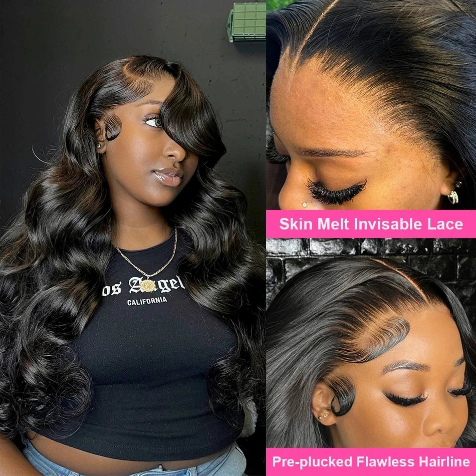 Body Wave Brazilian Wigs Lace Front Human Hair Wigs HD Transparent virgin 13X4 Frontal  Pre 200 Density Pre Plucked For Women