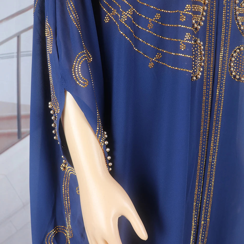 Elegant and beautiful BUBU two-piece dress african women dresses chiffon african dress rhinestone robe soirée femme luxe