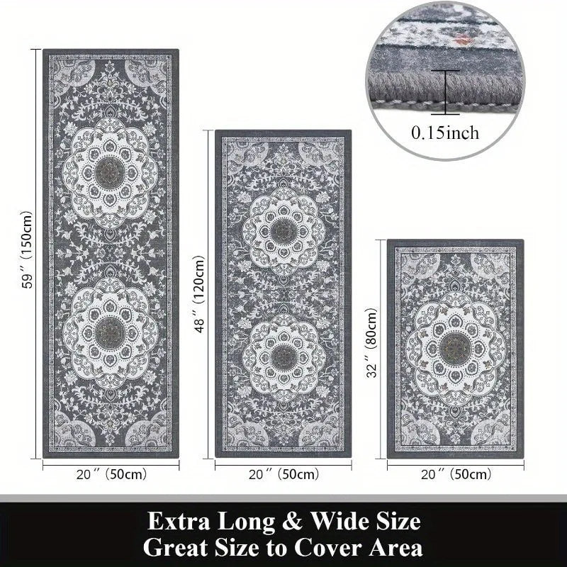 3 pcs set floor mat Bohemian style rugs kitchen carpet Non-slip comfortable washable kitchen decoration office bedroom corridor