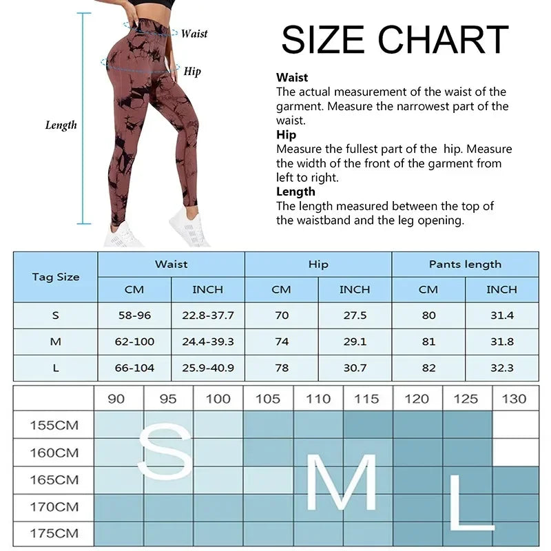 Womens Yoga Pants Gym Leggings Seamless Tie Dye High Waisted Elastic Leggings Peach Buttocks Running Fitness Sports Casual Pants