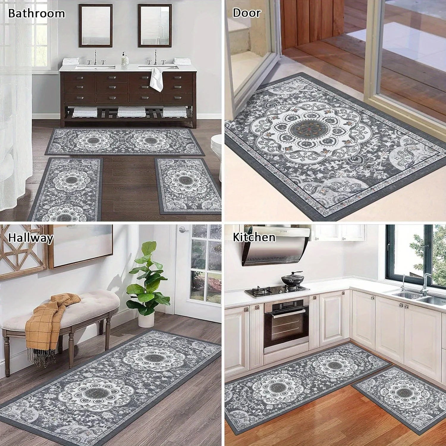 3 pcs set floor mat Bohemian style rugs kitchen carpet Non-slip comfortable washable kitchen decoration office bedroom corridor