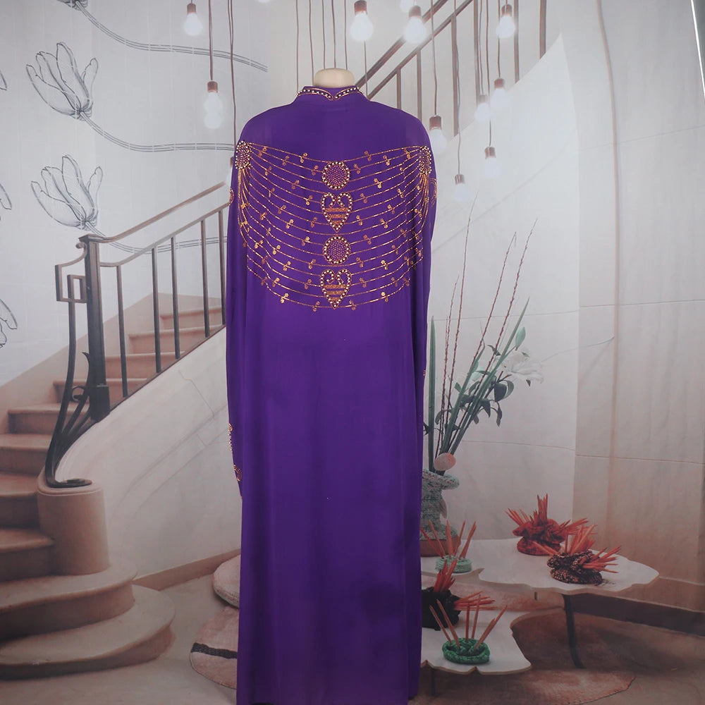 Elegant and beautiful BUBU two-piece dress african women dresses chiffon african dress rhinestone robe soirée femme luxe