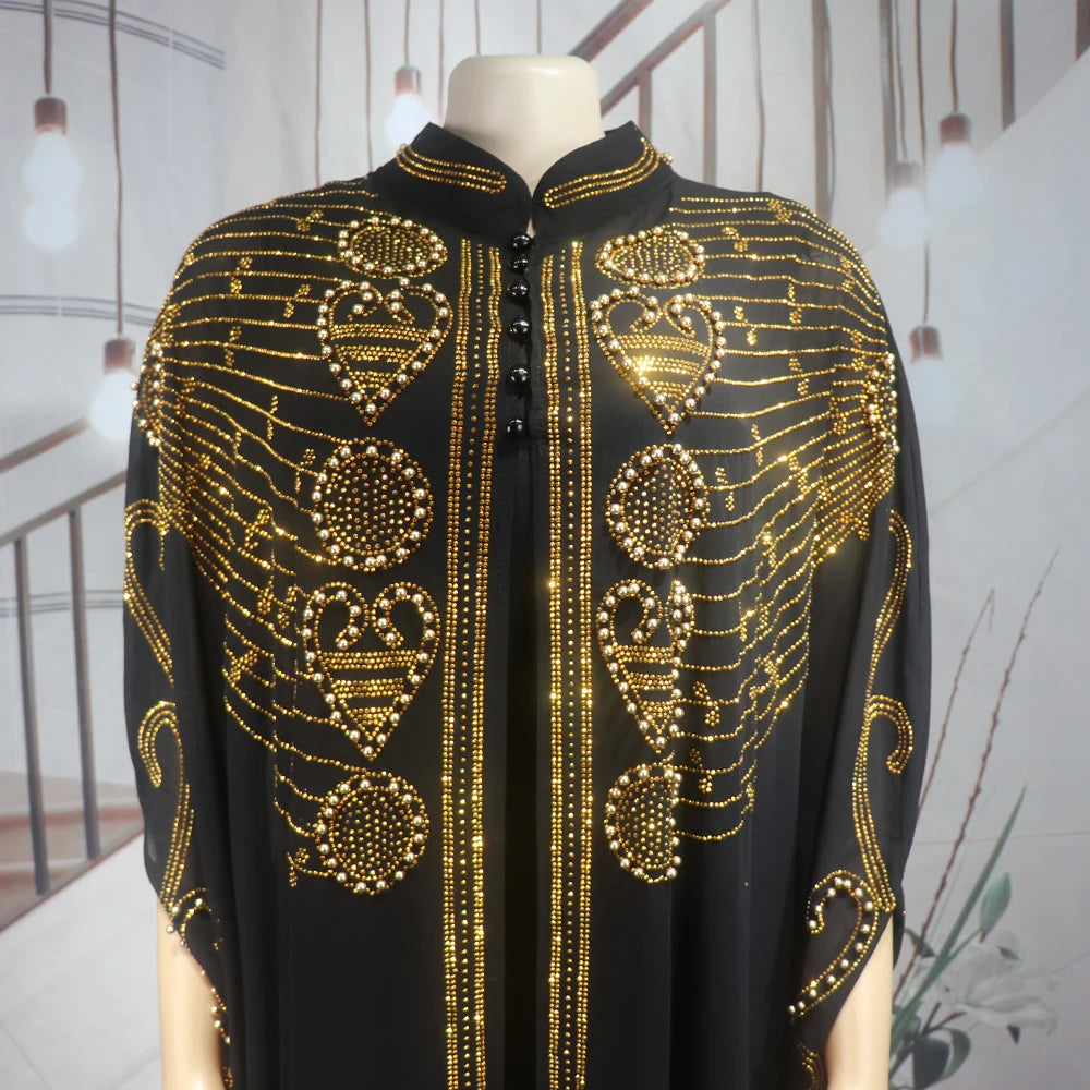 Elegant and beautiful BUBU two-piece dress african women dresses chiffon african dress rhinestone robe soirée femme luxe