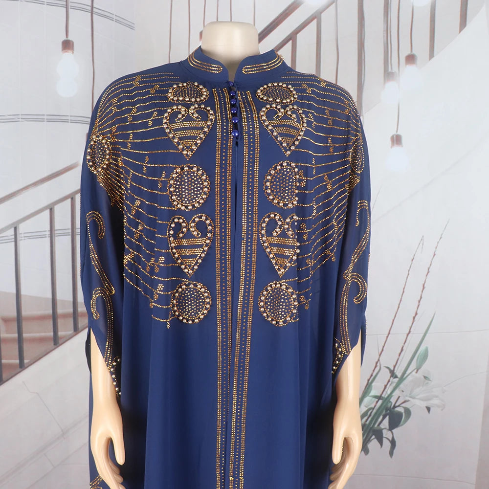 Elegant and beautiful BUBU two-piece dress african women dresses chiffon african dress rhinestone robe soirée femme luxe