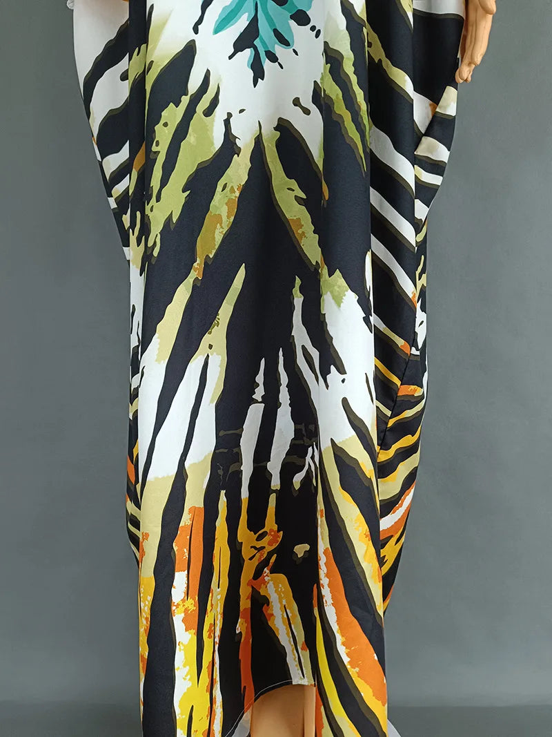 Africa Dress for Women for Evening Party Autumm Elegant Print O-neck Maxi Dress Muslim Fashion Abaya Dashiki African Clothing