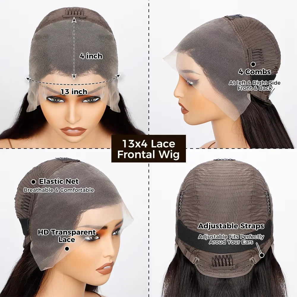 Body Wave Brazilian Wigs Lace Front Human Hair Wigs HD Transparent virgin 13X4 Frontal  Pre 200 Density Pre Plucked For Women