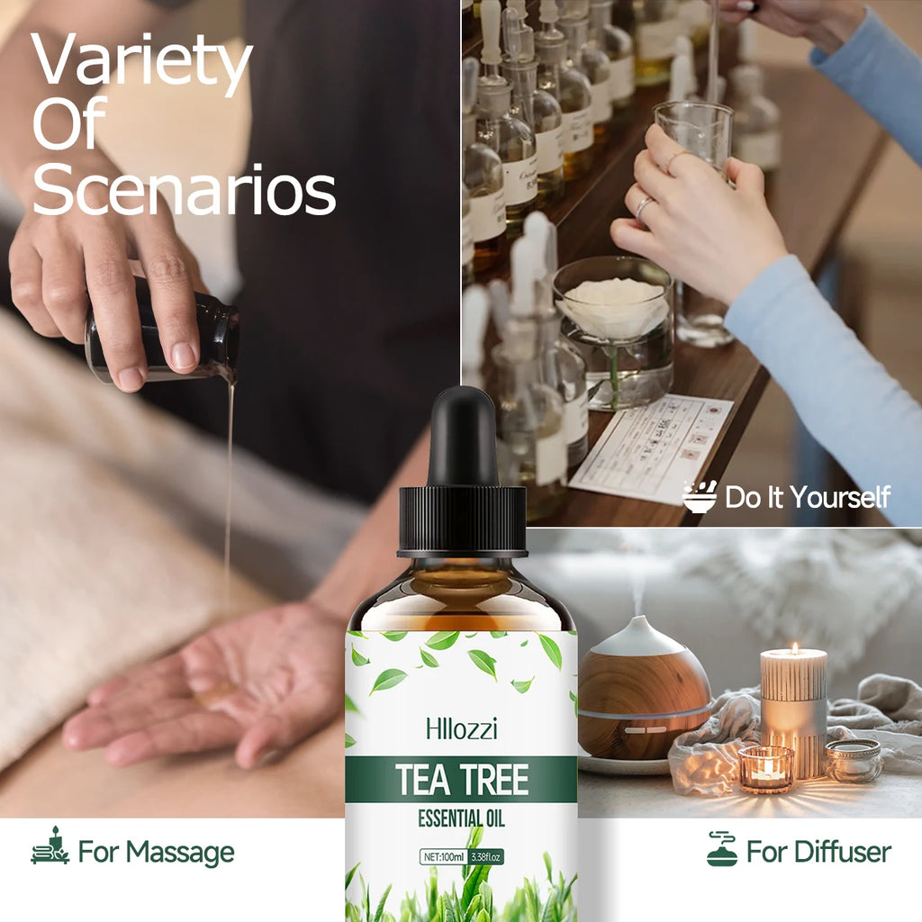 30ml/60ml/100ml plant 100% pure tea tree body care essential oil lasting light fragrance suitable for face, skin and body