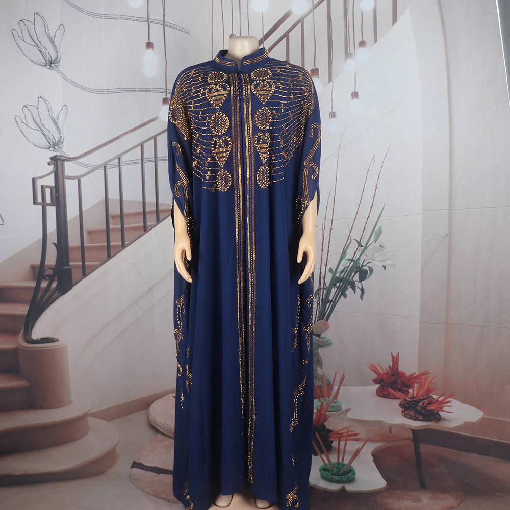 Elegant and beautiful BUBU two-piece dress african women dresses chiffon african dress rhinestone robe soirée femme luxe