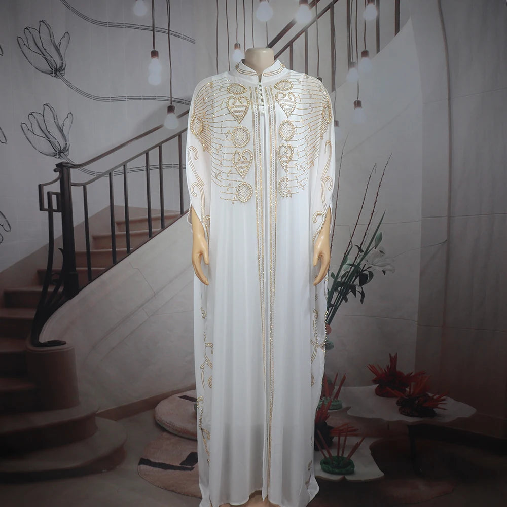 Elegant and beautiful BUBU two-piece dress african women dresses chiffon african dress rhinestone robe soirée femme luxe