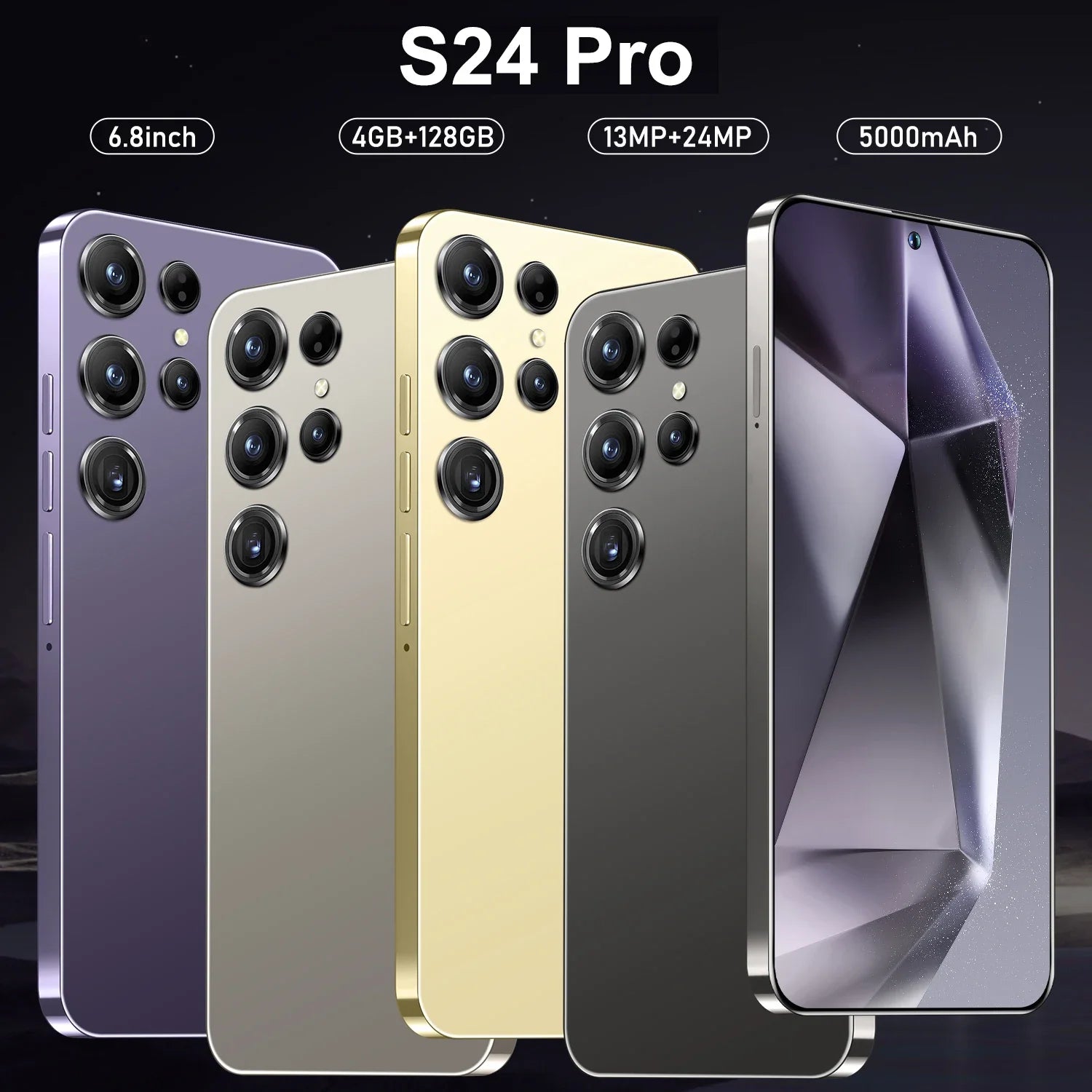 S24 Pro,Smartphone Android,6.8 inch,4GB RAM+128GB ROM,5000mAh,13+24MP,Mobile phone,Google Play,Dual SIM,Cellphones