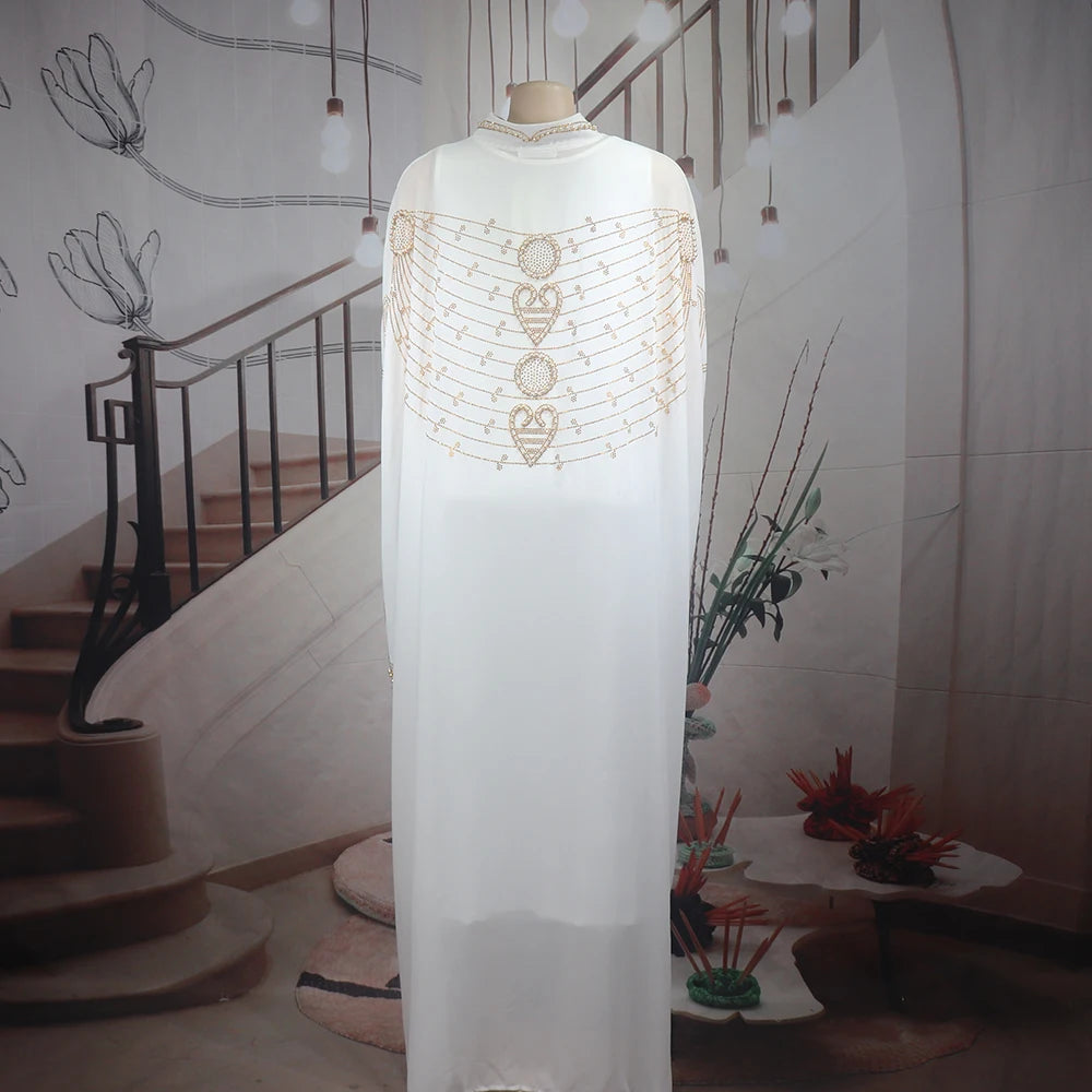 Elegant and beautiful BUBU two-piece dress african women dresses chiffon african dress rhinestone robe soirée femme luxe