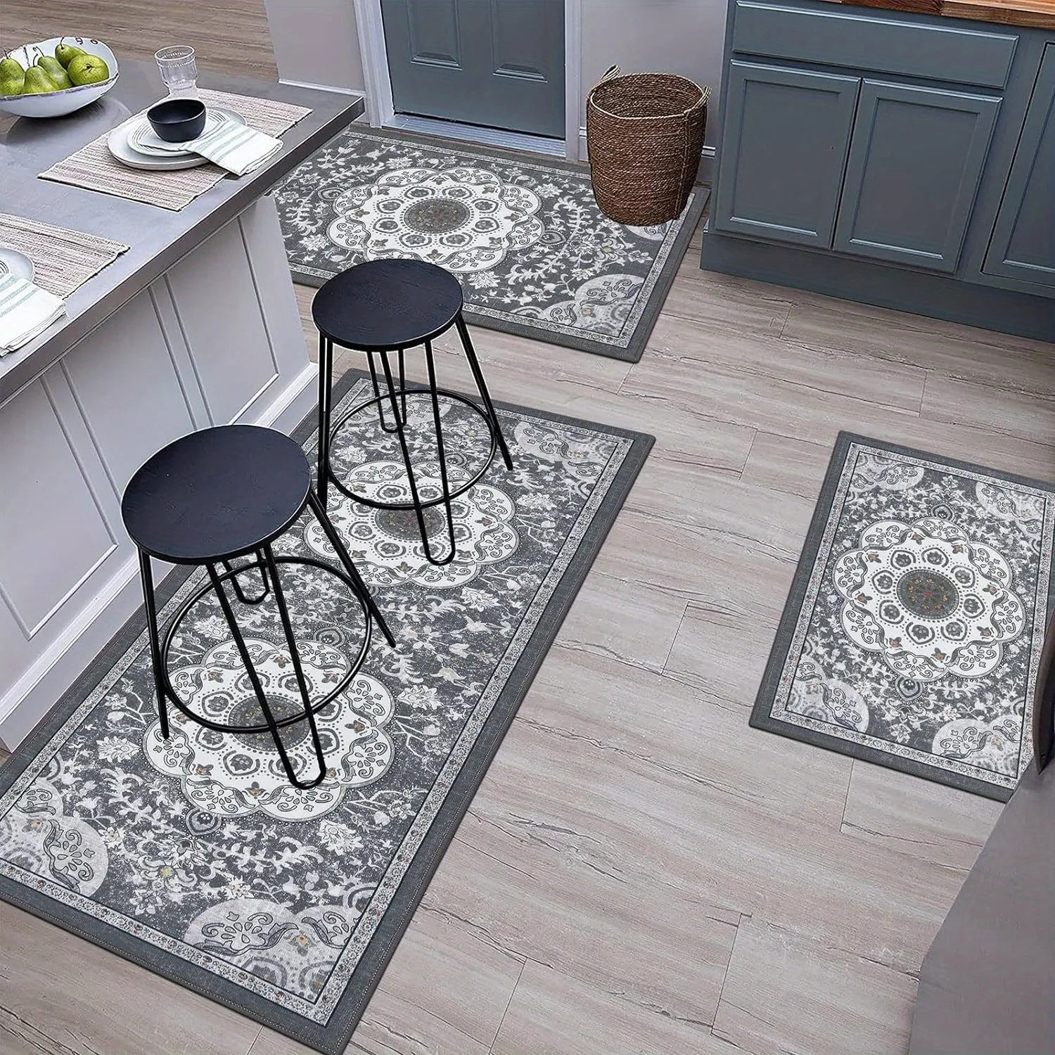 3 pcs set floor mat Bohemian style rugs kitchen carpet Non-slip comfortable washable kitchen decoration office bedroom corridor