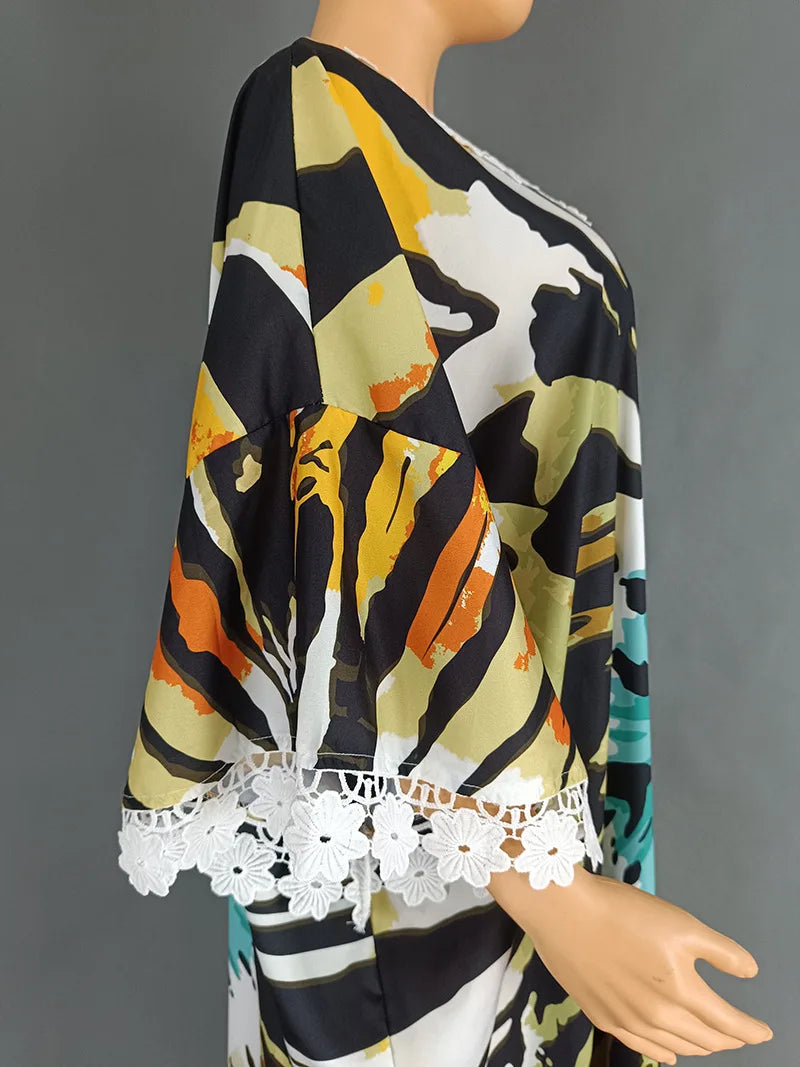 Africa Dress for Women for Evening Party Autumm Elegant Print O-neck Maxi Dress Muslim Fashion Abaya Dashiki African Clothing