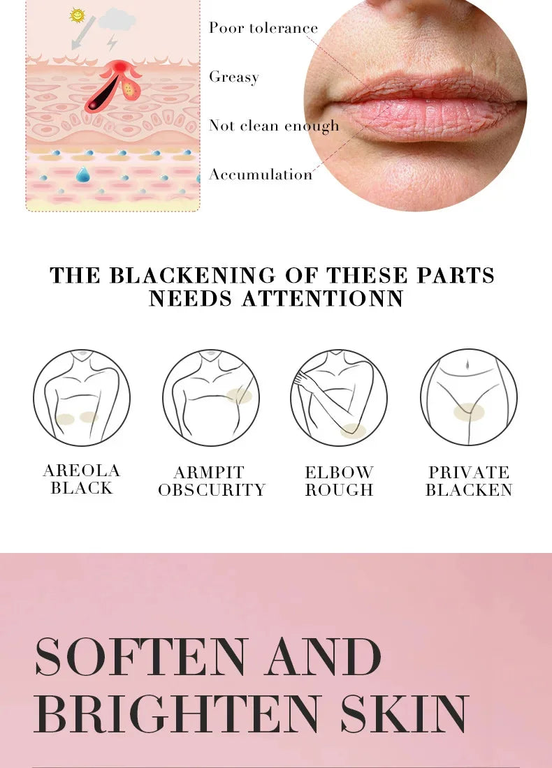 Body Whitening Cream Arms Thighs Underarm Knees Whitening Essence Cream Brighten Moisturizing Body Korean Skin Care Products