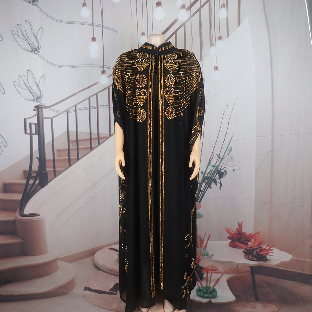 Elegant and beautiful BUBU two-piece dress african women dresses chiffon african dress rhinestone robe soirée femme luxe