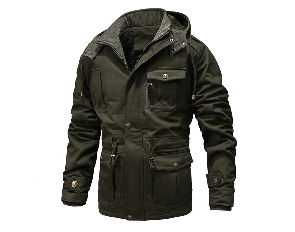 Winter Men's Warm Padded Jackets Fashion Men Fleece Lined Thermal Hooded Coats Men Mountain Ski Windbreaker Jackets Clothing