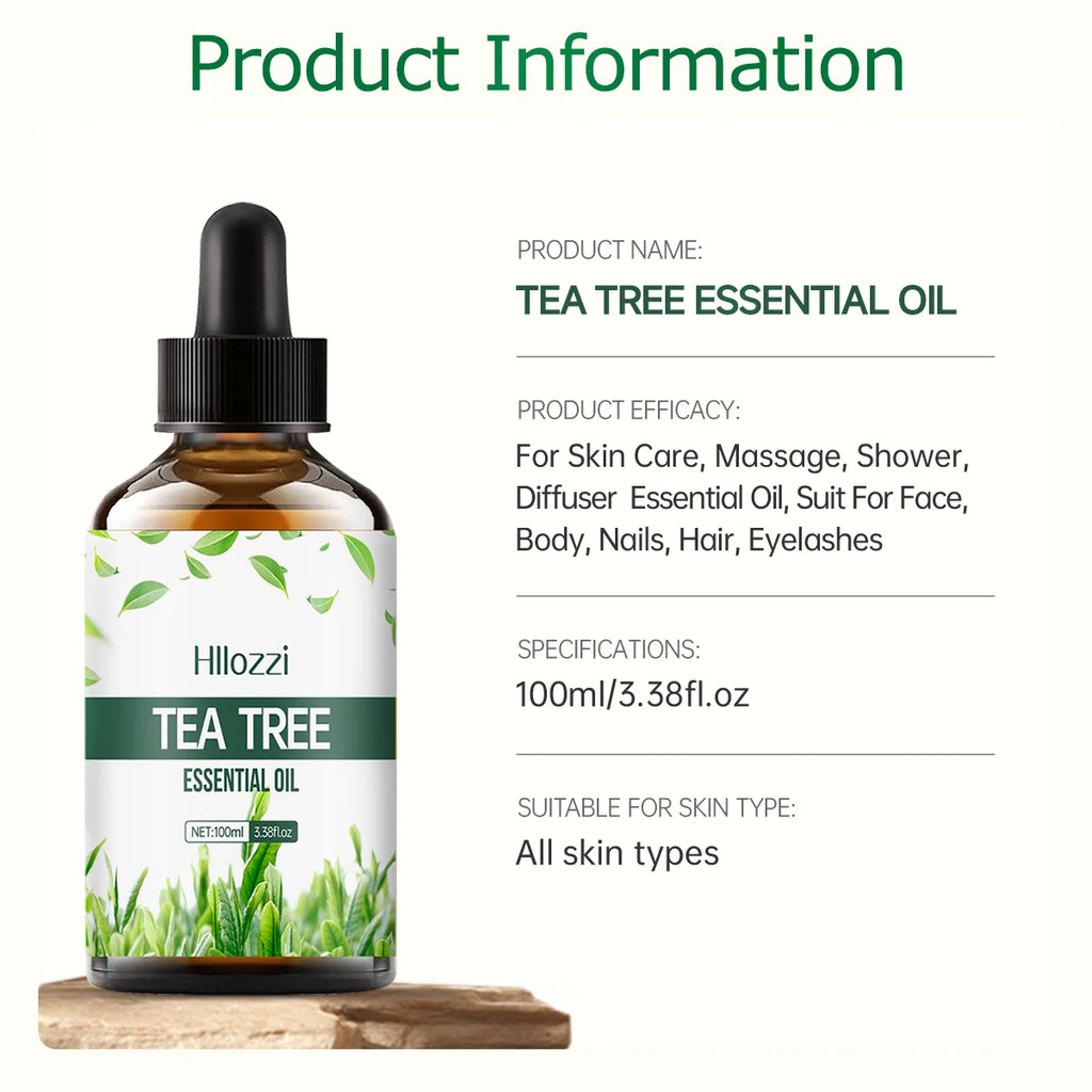 30ml/60ml/100ml plant 100% pure tea tree body care essential oil lasting light fragrance suitable for face, skin and body